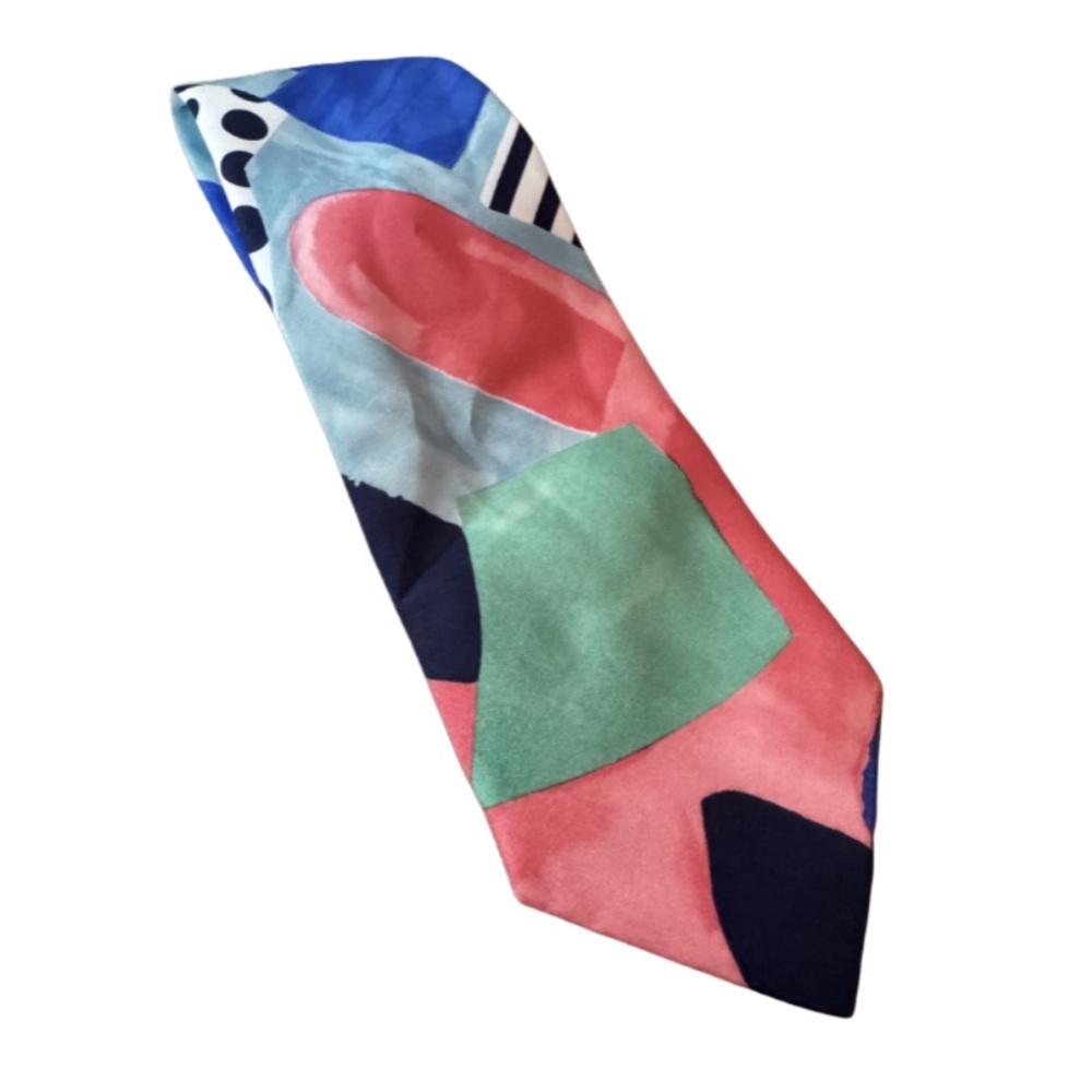 Vintage Painterly Abstract Neck Tie Silk Necktie Modern Contemporary Art Mens